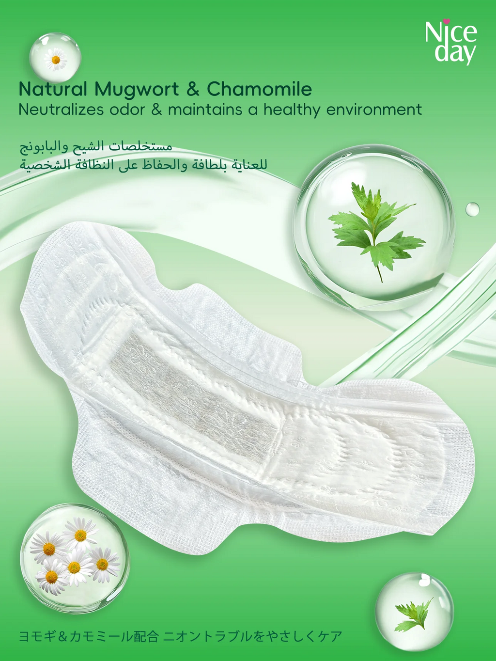 Incontinence Pads, Mild Incontinence Pads, Wormwood Sanitary Pads, Suitable for the Elderly and Pregnant Women, Absorb Urine and Menstrual Fluid, Fast Absorption, High Absorption Capacity, Keeps Private Areas Dry and Odor-Fre