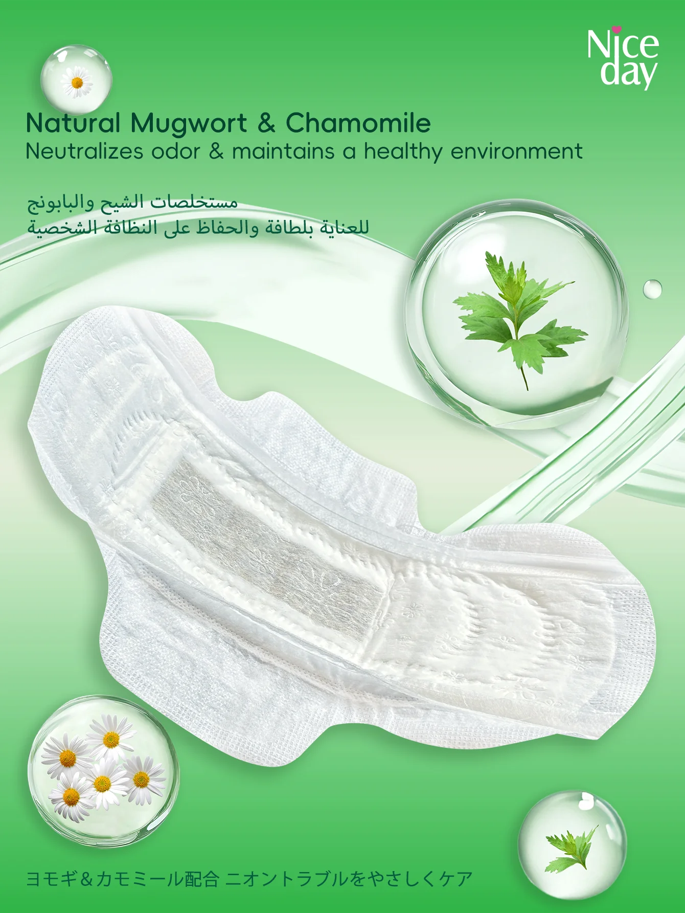 Incontinence Pads, Mild Incontinence Pads, Wormwood Sanitary Pads, Suitable for the Elderly and Pregnant Women, Absorb Urine and Menstrual Fluid, Fast Absorption, High Absorption Capacity, Keeps Private Areas Dry and Odor-Fre