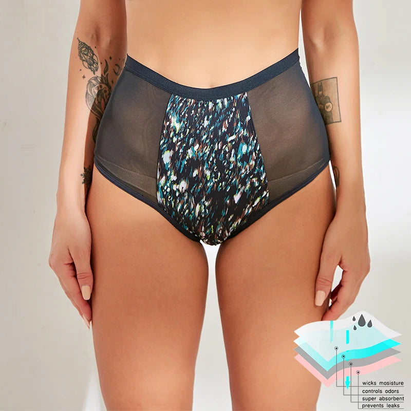 Breathable Menstrual Panties 4-Layer Leak Proof Bamboo Fiber Underpants Heavy Flow Woman Underwear Fast Absorption Period Briefs