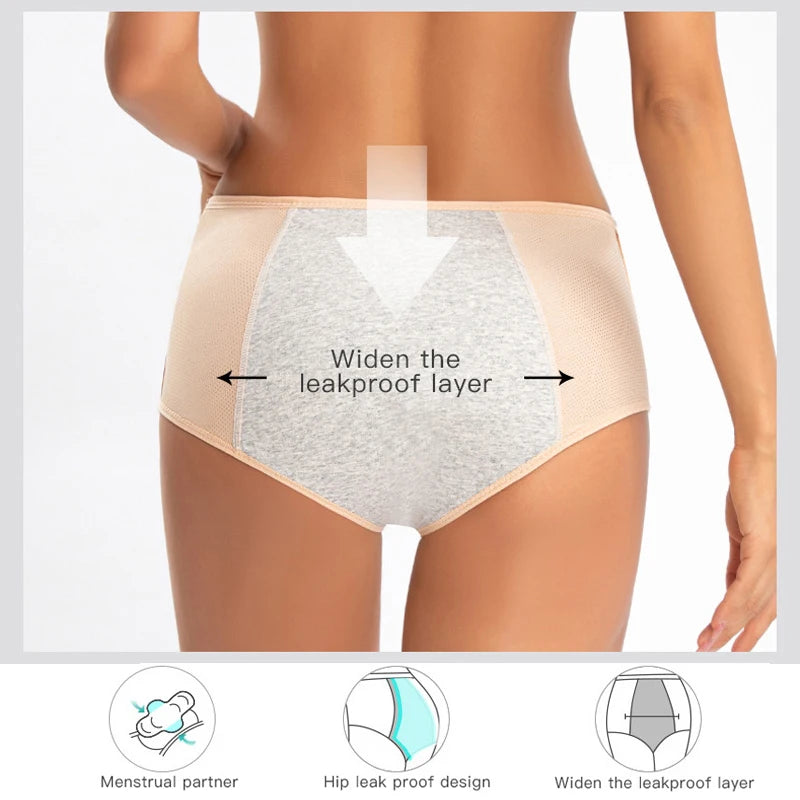 3/5pcs Leak Proof Menstrual Panties Women Period Underwear Sexy Pants Physiological Underwear Plus Size Waterproof Briefs&Gift