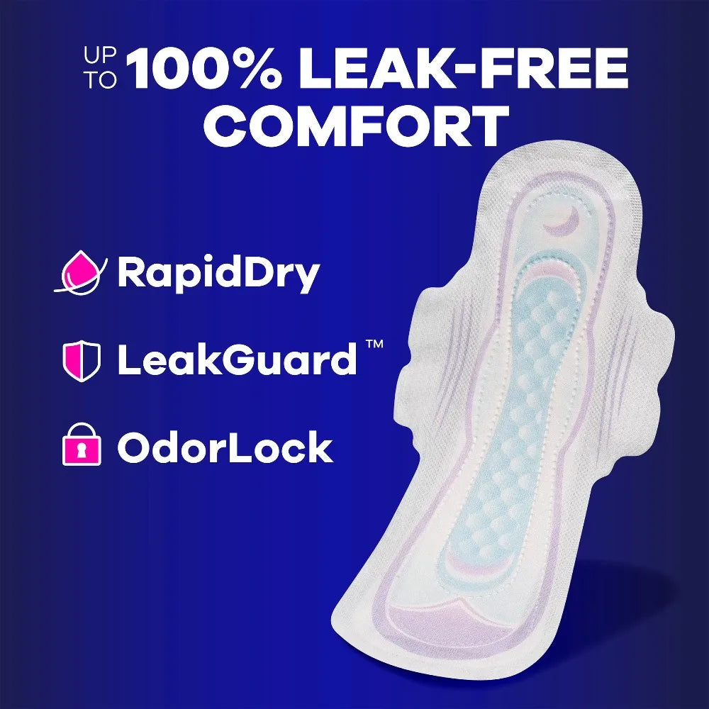 Ultra Thin Overnight Pads with Wings Extra Heavy Absorbency Sanitary Napkins for Women Size 5 46 Count Incontinence Protection Menstrual Pads