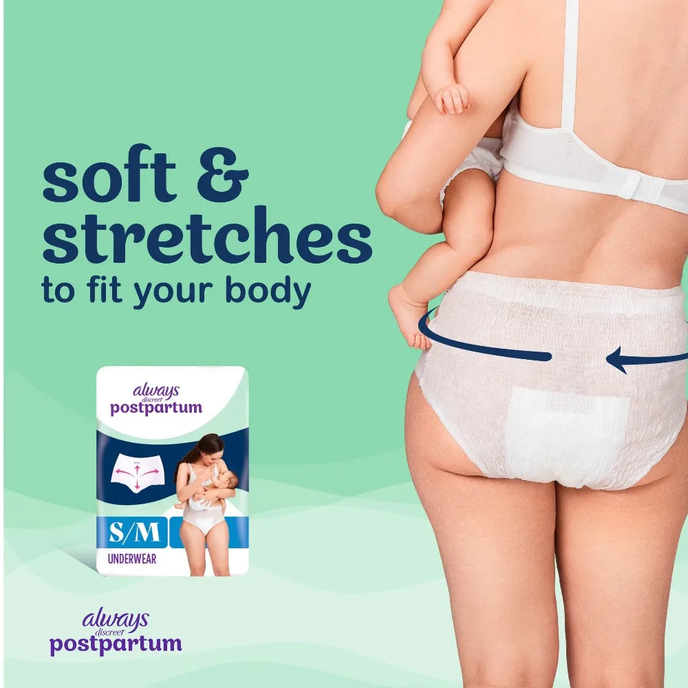 Postpartum Adult Diapers for Women Extra Heavy Absorbency Maximum Protection Overnight Incontinence Underwear Large Size 14 Count Disposable Postpartum Underwear for New Moms After Birth Delivery Post Surgery Bladder