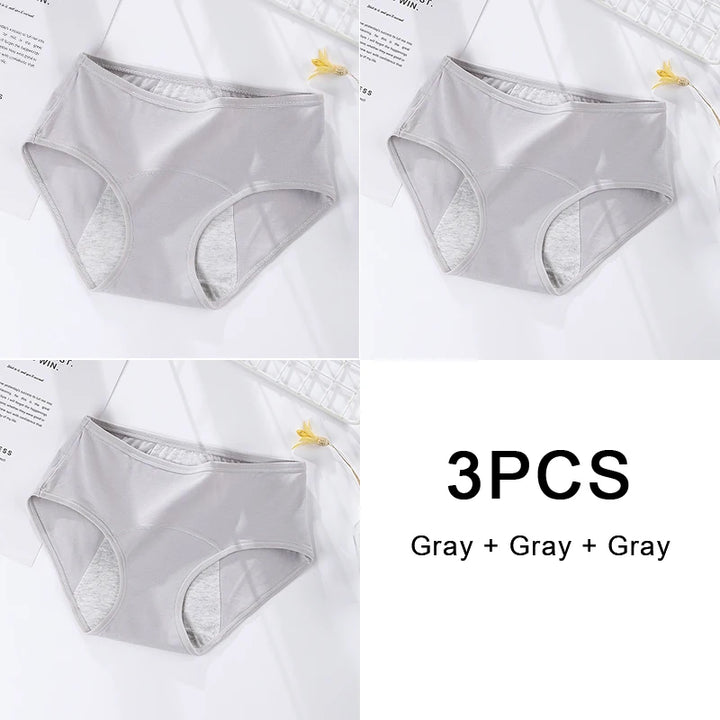 3PCS/set Women's menstrual briefs large flow postpartum water absorption leakproof briefs women's pure cotton menstrual briefs