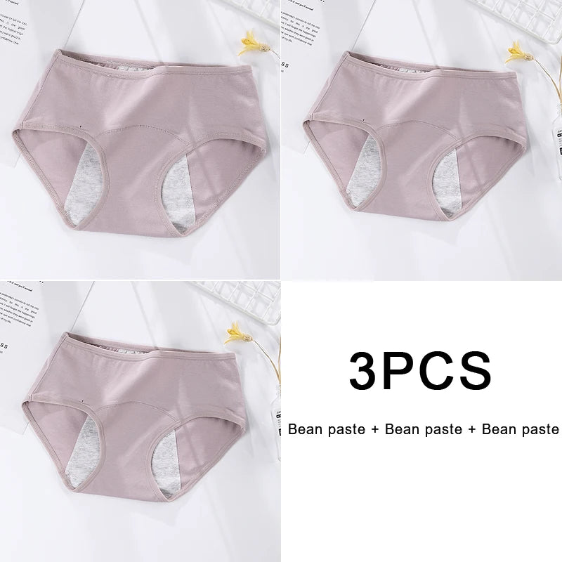 3PCS/set Women's menstrual briefs large flow postpartum water absorption leakproof briefs women's pure cotton menstrual briefs