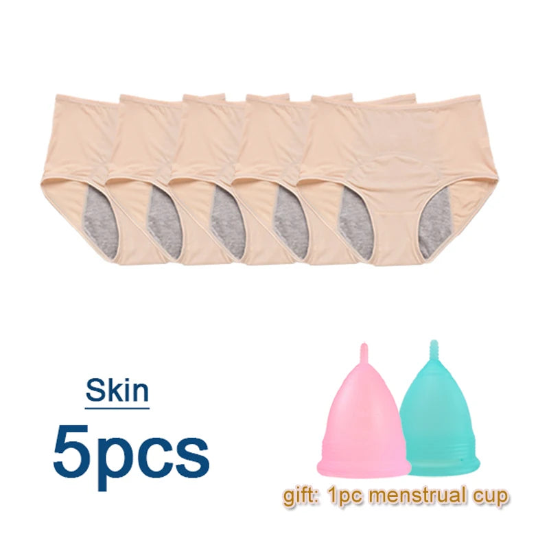3/5pcs Leak Proof Menstrual Panties Women Period Underwear Sexy Pants Physiological Underwear Plus Size Waterproof Briefs&Gift