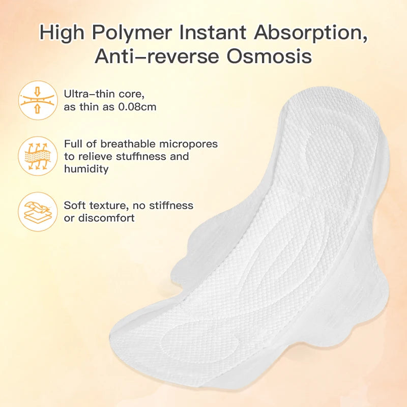 Sanitary Pads for Period Ultra-Thin Extra Heavy Absorbency Sanitary Napkins with Wings, Suspended Body Fully Leak-proof