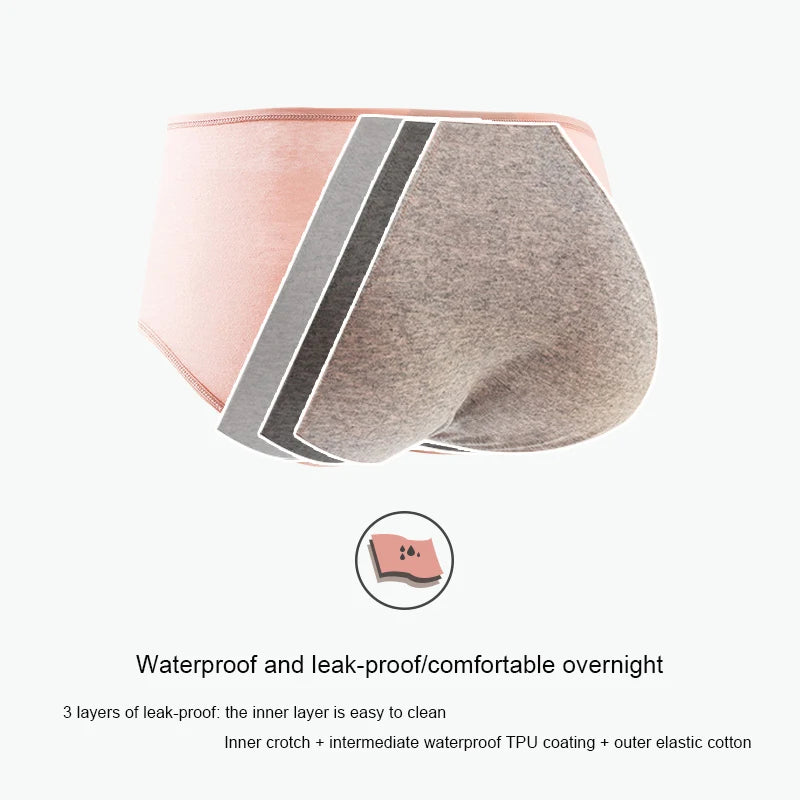 3PCS Cotton Menstrual Panties Leak Proof Breathable Cartoon cat Panties Woman Women Girls Physiological Pants Women's Intimates