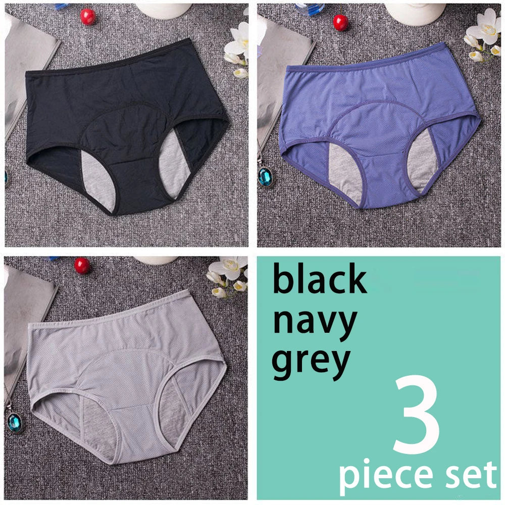 3/5pcs Leak Proof Menstrual Panties Women Period Underwear Sexy Pants Physiological Underwear Plus Size Waterproof Briefs&Gift