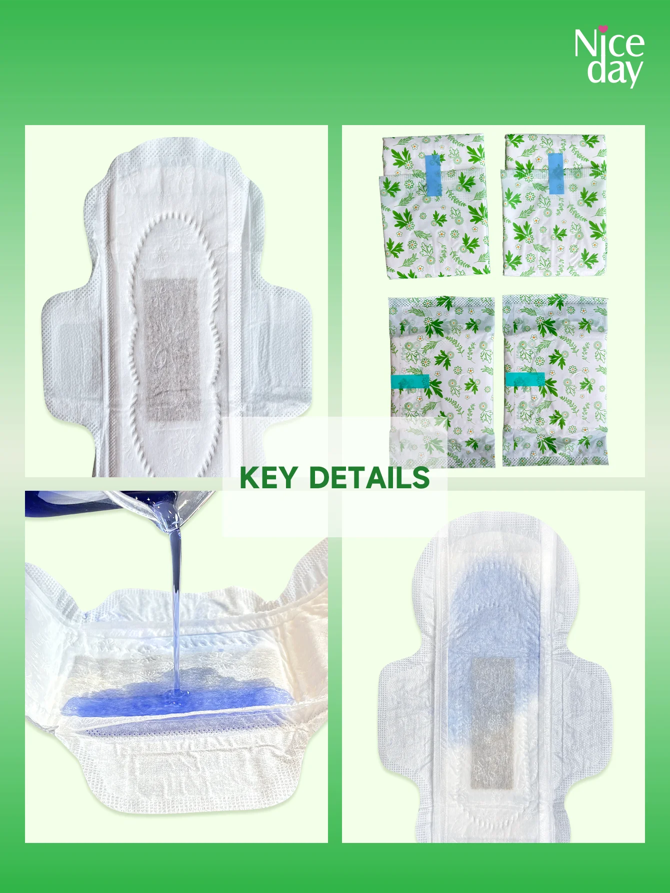 Incontinence Pads, Mild Incontinence Pads, Wormwood Sanitary Pads, Suitable for the Elderly and Pregnant Women, Absorb Urine and Menstrual Fluid, Fast Absorption, High Absorption Capacity, Keeps Private Areas Dry and Odor-Fre