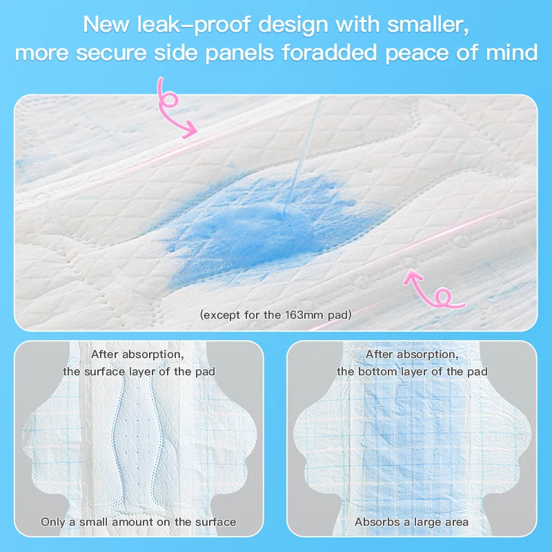 Ultra-absorbent Sanitary Pads for Menstrual, Leak-proof Periods Pads, Ultra-thin and Breathable Sanitary Napkins with Wings