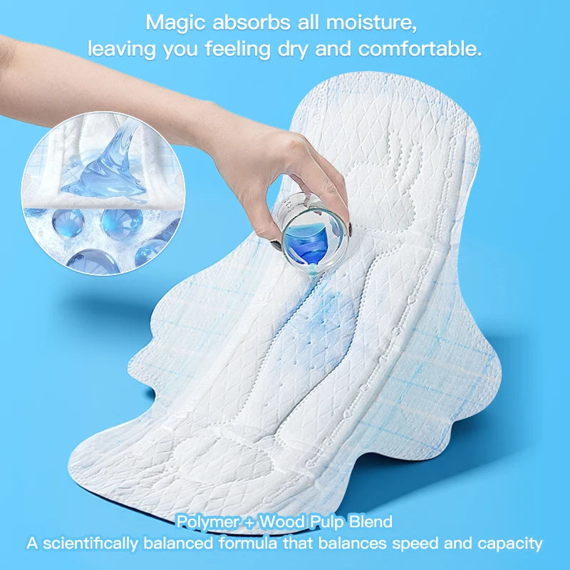 Ultra-absorbent Sanitary Pads for Menstrual, Leak-proof Periods Pads, Ultra-thin and Breathable Sanitary Napkins with Wings