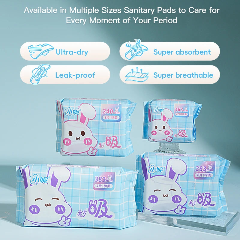 Ultra-absorbent Sanitary Pads for Menstrual, Leak-proof Periods Pads, Ultra-thin and Breathable Sanitary Napkins with Wings