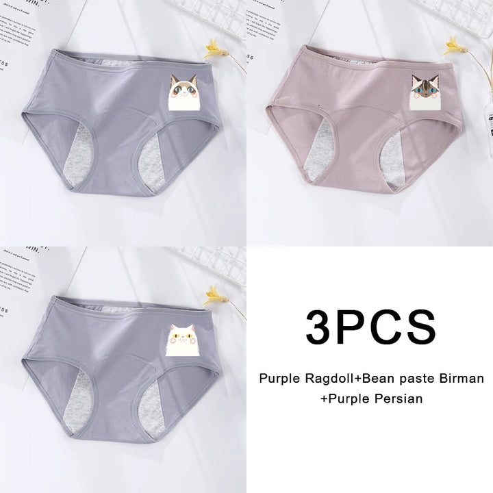 3PCS/set Women's menstrual briefs large flow postpartum water absorption leakproof briefs women's pure cotton menstrual briefs