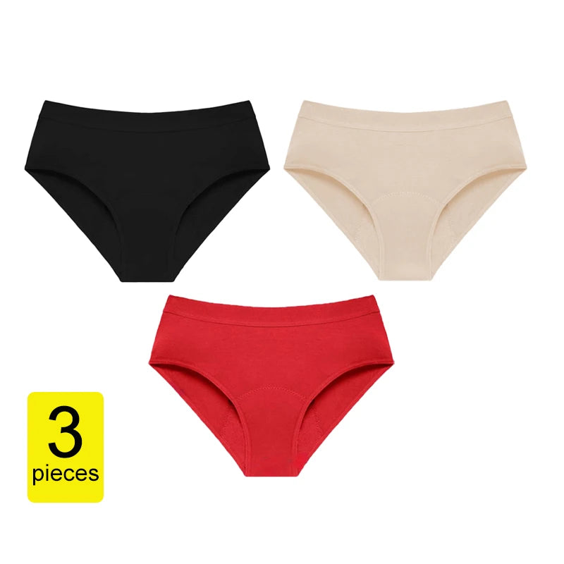 3Pcs Heavy Flow Menstrual Panties 4-Layer Women Period Physiological Underwear EU Size Absorbency Leak Proof Incontinence Brie
