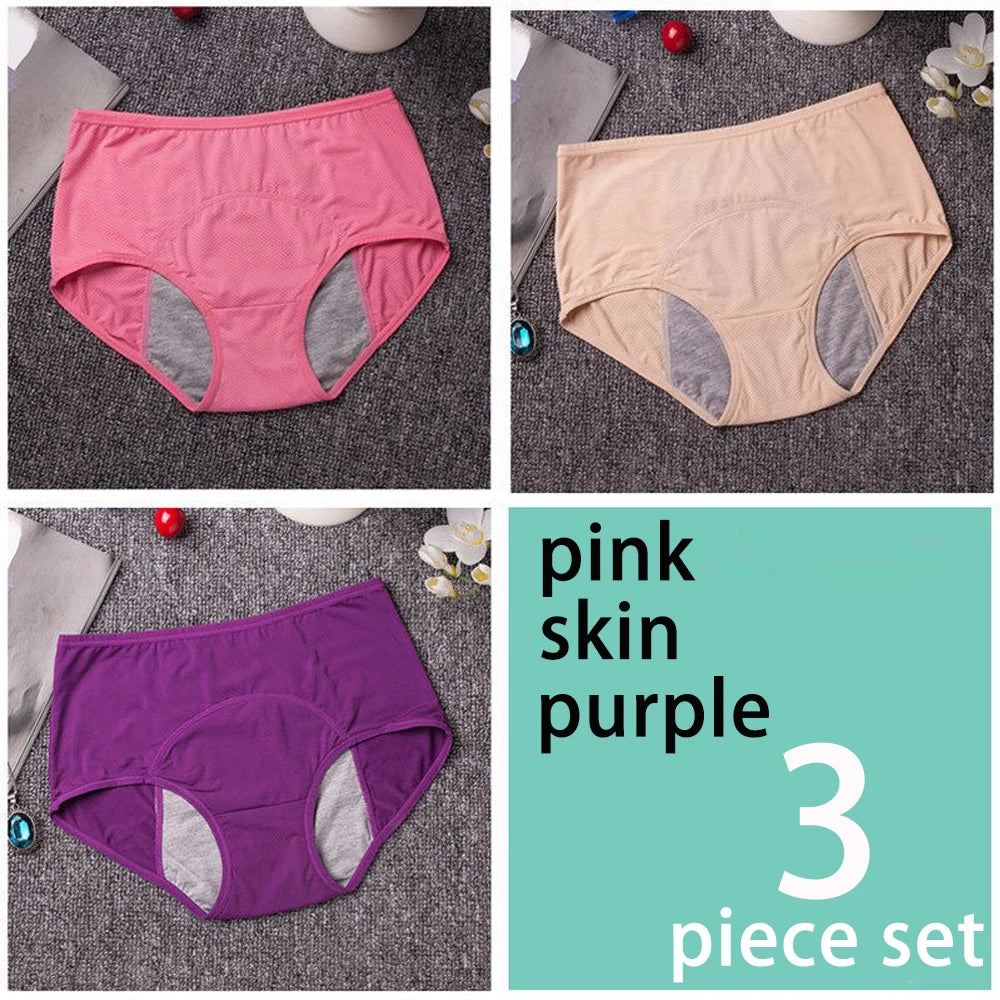 3/5pcs Leak Proof Menstrual Panties Women Period Underwear Sexy Pants Physiological Underwear Plus Size Waterproof Briefs&Gift