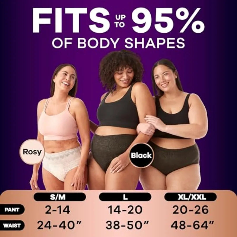 Always Discreet Boutue Incontinence and tpartum Underwear  Women, Maximum Protection, Lar, Black, 0 Count