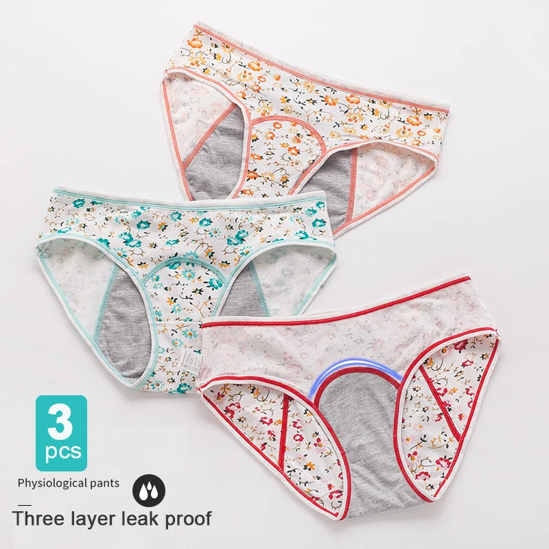 3pcs/Set Leak Proof Menstrual Panties Girls Period Underwear Sexy Pants Physiological Underwear New Product Waterproof Briefs