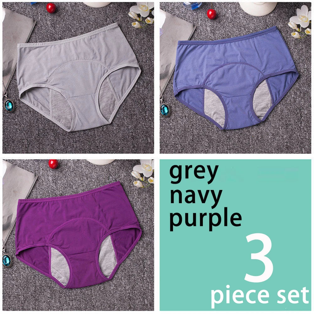 3/5pcs Leak Proof Menstrual Panties Women Period Underwear Sexy Pants Physiological Underwear Plus Size Waterproof Briefs&Gift