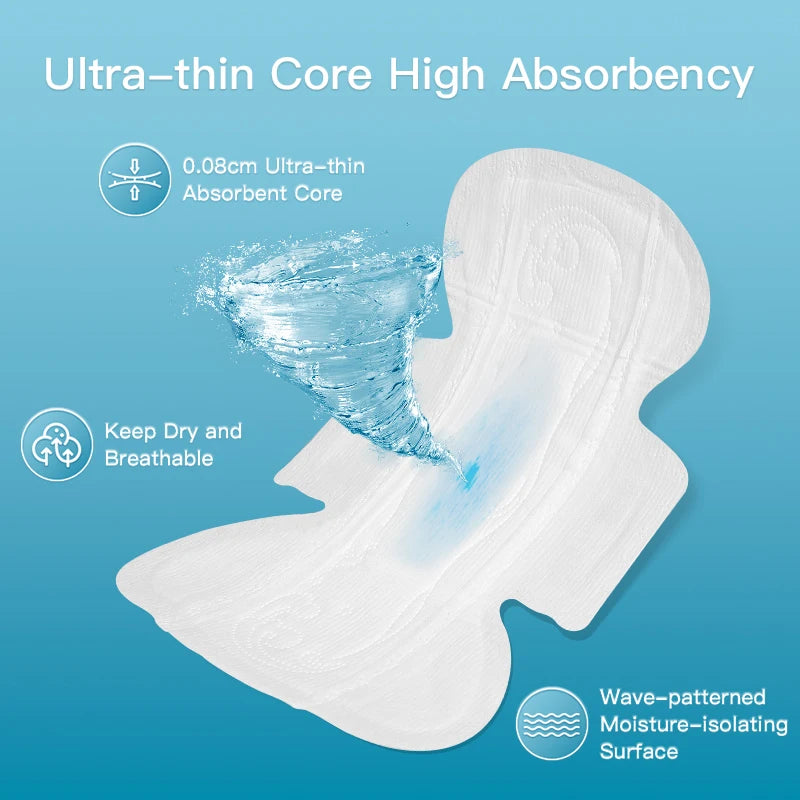 Ultra Thin Sanitary Pads for Menstruation, Incontinence Pads for Women With Wings Maximum Absorbency Wider Design for Comprehens