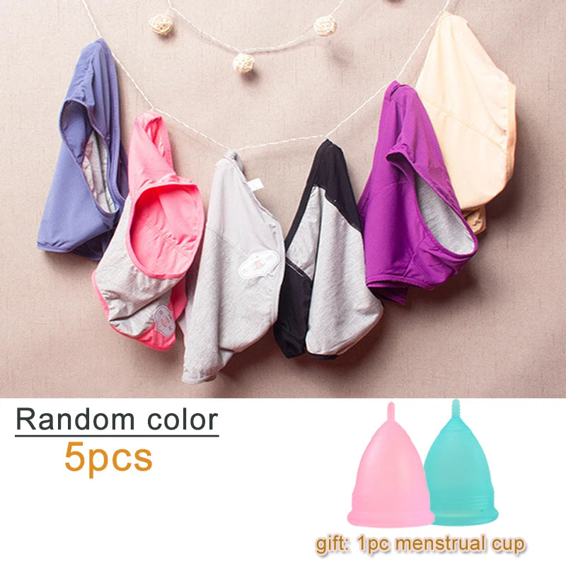 3/5pcs Leak Proof Menstrual Panties Women Period Underwear Sexy Pants Physiological Underwear Plus Size Waterproof Briefs&Gift