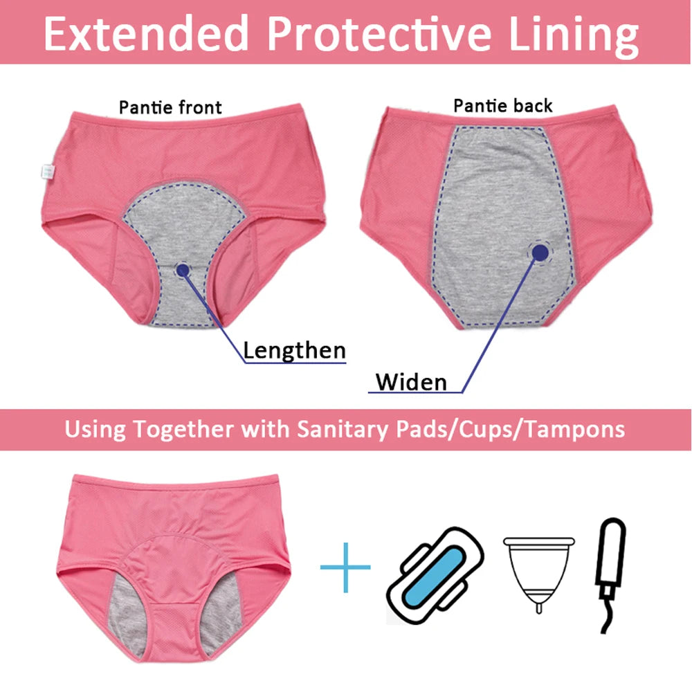 3/5pcs Leak Proof Menstrual Panties Women Period Underwear Sexy Pants Physiological Underwear Plus Size Waterproof Briefs&Gift