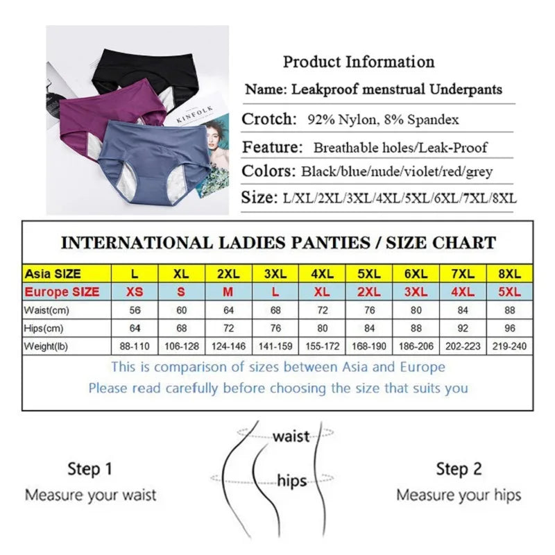 3/5pcs Leak Proof Menstrual Panties Women Period Underwear Sexy Pants Physiological Underwear Plus Size Waterproof Briefs&Gift