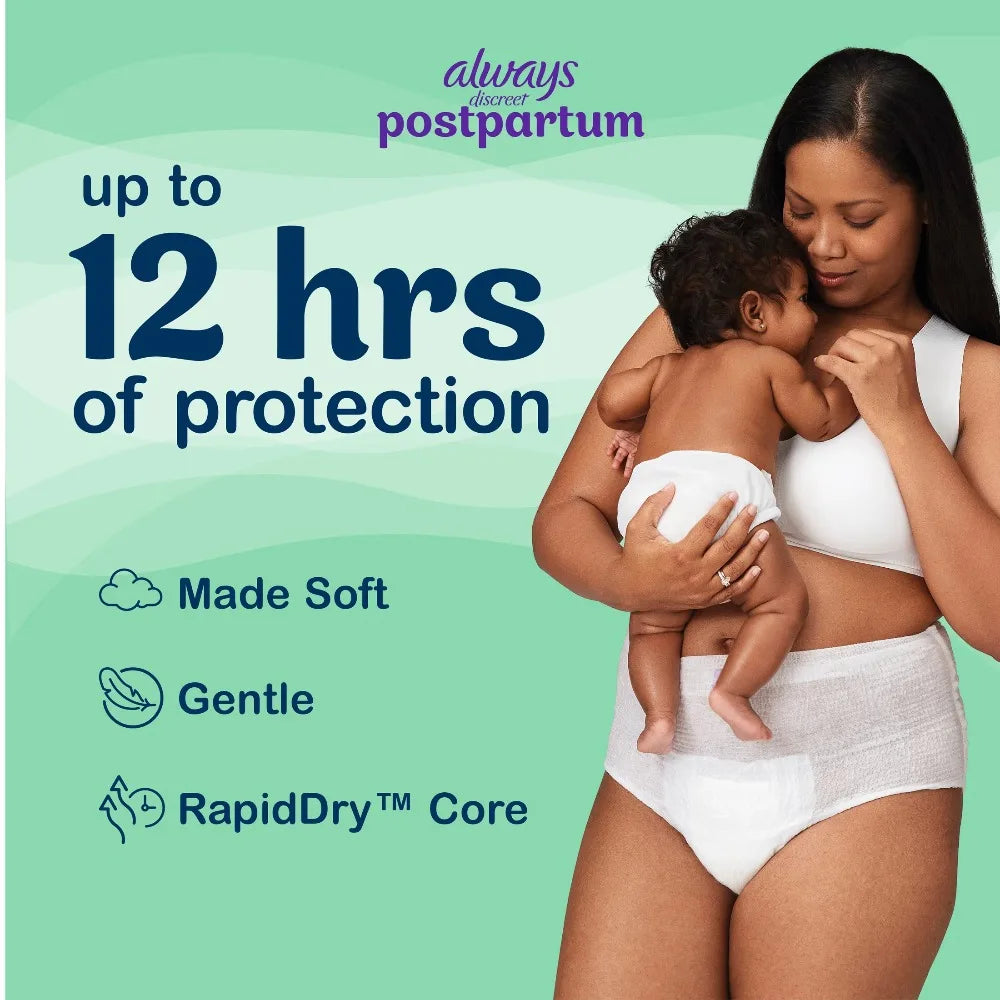 Postpartum Adult Diapers for Women Extra Heavy Absorbency Maximum Protection Overnight Incontinence Underwear Large Size 14 Count Disposable Postpartum Underwear for New Moms After Birth Delivery Post Surgery Bladder