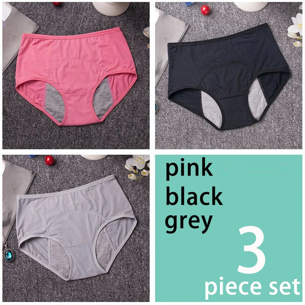 3/5pcs Leak Proof Menstrual Panties Women Period Underwear Sexy Pants Physiological Underwear Plus Size Waterproof Briefs&Gift