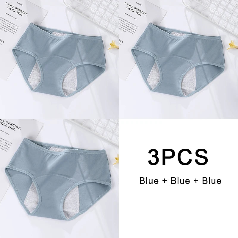 3PCS/set Women's menstrual briefs large flow postpartum water absorption leakproof briefs women's pure cotton menstrual briefs