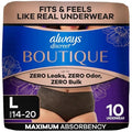 Always Discreet Boutue Incontinence and tpartum Underwear  Women, Maximum Protection, Lar, Black, 0 Count