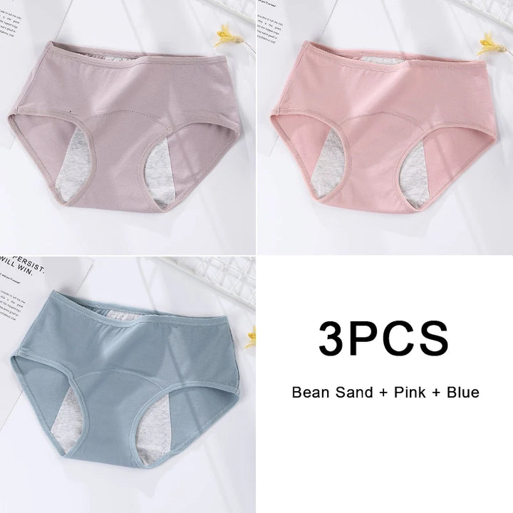 3PCS/set Women's menstrual briefs large flow postpartum water absorption leakproof briefs women's pure cotton menstrual briefs